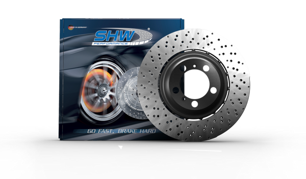 SHW 08-14 Mercedes-Benz CL63 AMG Front Dimpled Lightweight Brake Rotor (2214211312-64) - Bull Strap