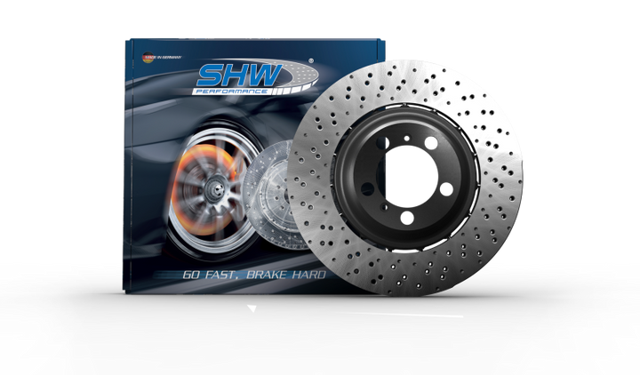 SHW 08-14 Mercedes-Benz CL63 AMG Rear Dimpled Lightweight Brake Rotor (2214230812-28) - Bull Strap