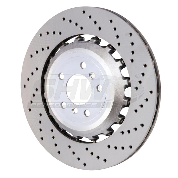 SHW 11-16 BMW M5 4.4L Right Rear Cross-Drilled Lightweight Brake Rotor (34212284104) - Bull Strap