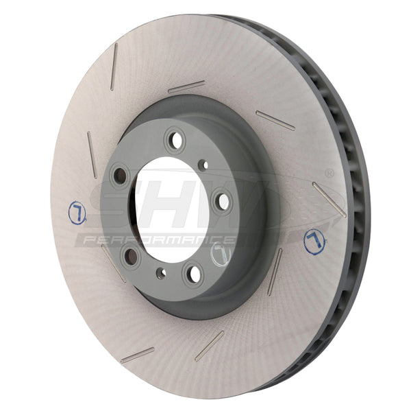 SHW 11-16 Porsche Panamera 4 3.6L w/o Ceramics Left Front Slotted Monobloc Brake Rotor (298615301B) - Bull Strap