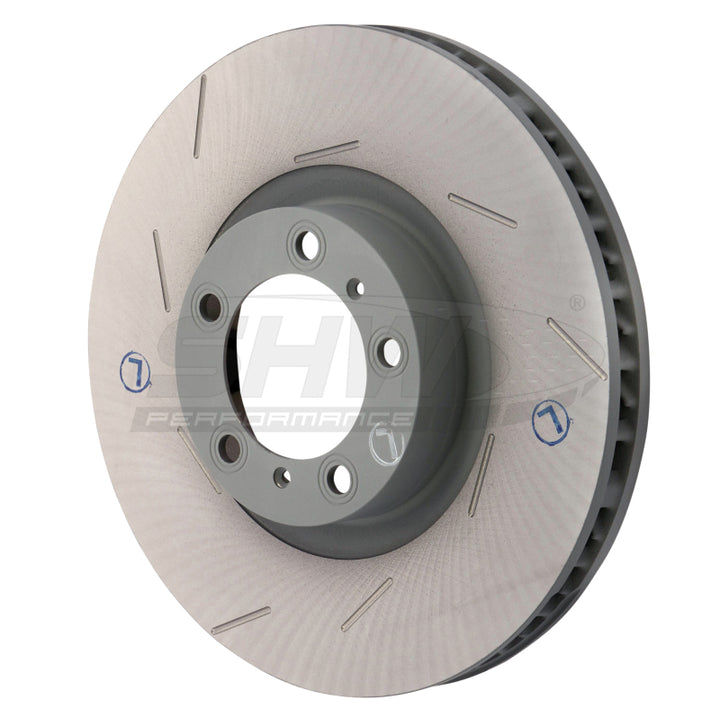 SHW 11-16 Porsche Panamera 4 3.6L w/o Ceramics Left Front Slotted Monobloc Brake Rotor (298615301B) - Bull Strap