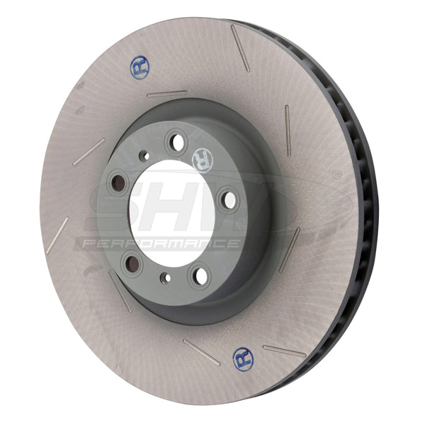 SHW 11-16 Porsche Panamera 4 3.6L w/o Ceramics Right Front Slotted Monobloc Brake Rotor (298615302B) - Bull Strap