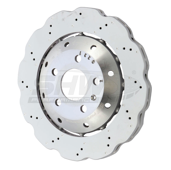 SHW 13-15 Audi RS5 4.2L Rear Drilled-Dimpled Lightweight Wavy Brake Rotor (8T0615601A) - Bull Strap