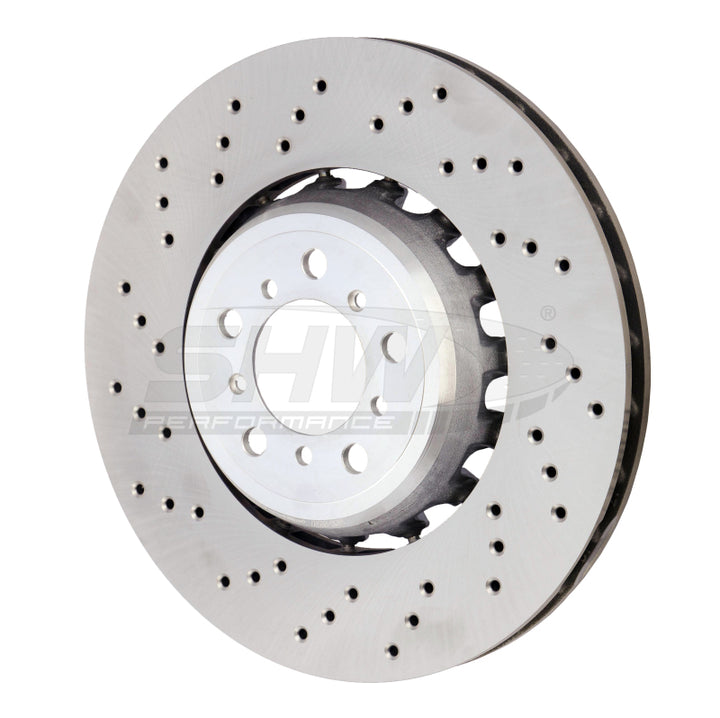 SHW 15-18 BMW M3 3.0L Left Front Cross-Drilled Lightweight Brake Rotor (34112284809) - Bull Strap
