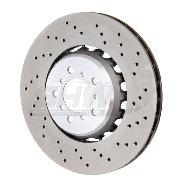 SHW 15-18 BMW M3 3.0L Right Front Cross-Drilled Lightweight Brake Rotor (34112284810) - Bull Strap