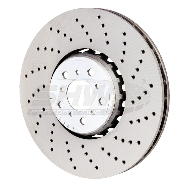 SHW 15-18 BMW X5 M 4.4L Right Front Cross-Drilled Lightweight Brake Rotor (34112284902) - Bull Strap