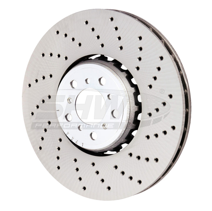 SHW 15-18 BMW X5 M 4.4L Right Front Cross-Drilled Lightweight Brake Rotor (34112284902) - Bull Strap