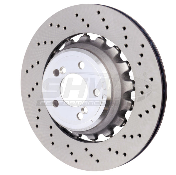 SHW 15-18 BMW X5 M 4.4L Right Rear Cross-Drilled Lightweight Brake Rotor (34212284904) - Bull Strap