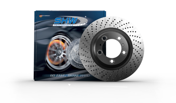 SHW 17-19 Porsche 911 Carrera 3.0L w/o Ceramics Left Front Cross-Drilled MB Brake Rotor (9P1615301A) - Bull Strap