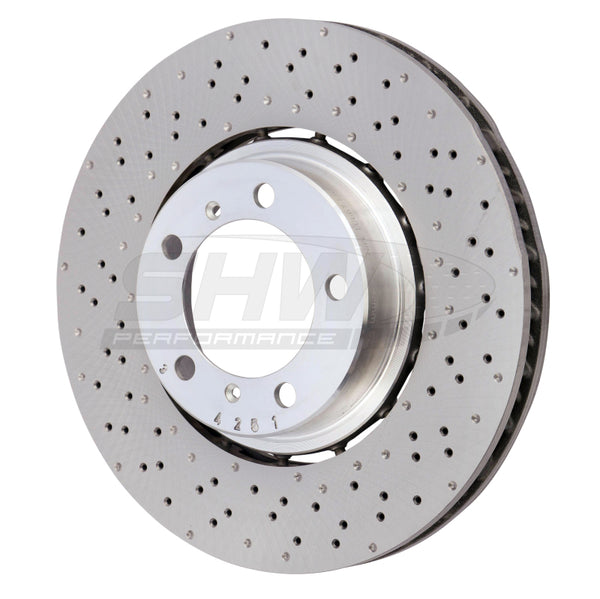 SHW 18-19 Porsche 911 Carrera 4 GTS w/o Ceramic Brake Left Frt Drill-Dimp LW Brake Rotor (9P1615301) - Bull Strap