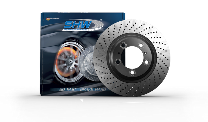 SHW 2008 Porsche Boxster Limited 2.7L Right Front Cross-Drilled Monobloc Brake Rotor (98735140201) - Bull Strap