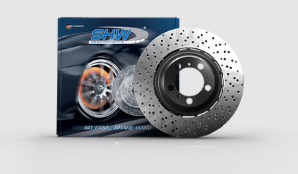 SHW 2021 BMW M3 / 21-22 BMW M4 Left Rear Cross-Drilled Lightweight Brake Rotor (34208093729) - Bull Strap