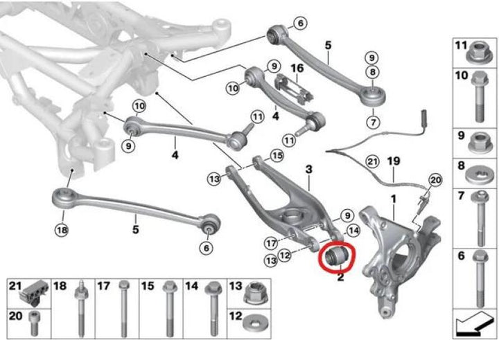 SPL Parts 04-19 BMW 3 Series/4 Series (E9X/F3X/F8X) Rear Lower Control Arm Knuckle Bushing - Bull Strap
