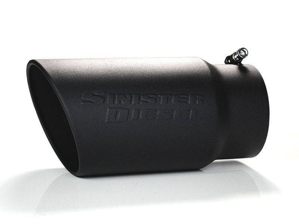 Sinister Diesel Universal Black Ceramic Coated Stainless Steel Exhaust Tip (5in to 6in) - Bull Strap