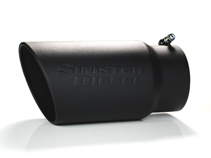 Sinister Diesel Universal Black Ceramic Coated Stainless Steel Exhaust Tip (5in to 6in) - Bull Strap
