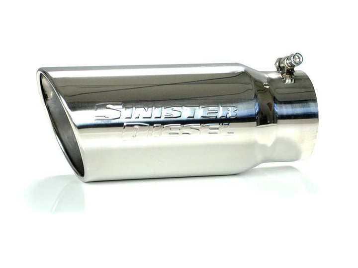 Sinister Diesel Universal Polished 304 Stainless Steel Exhaust Tip (5in to 6in) - Bull Strap
