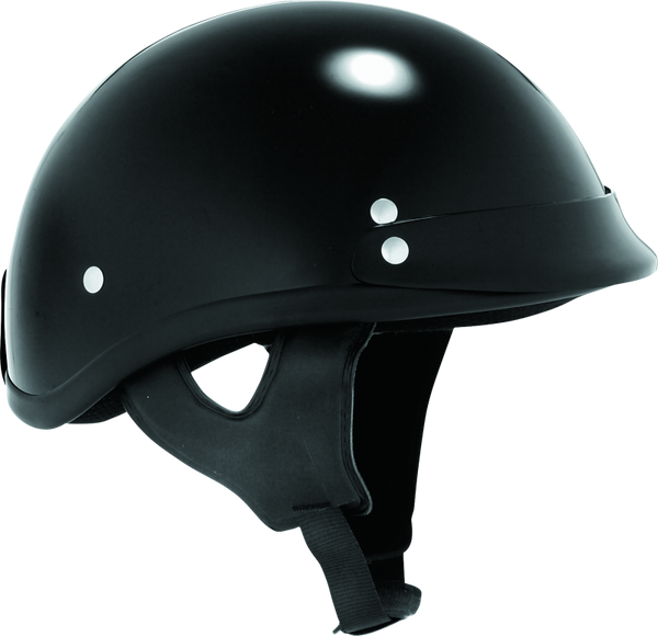 Skid Lids Traditional Helmet Black - Medium - Bull Strap