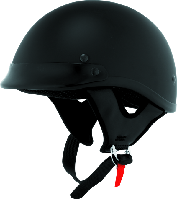 Skid Lids Traditional Helmet Flat Black - Large - Bull Strap