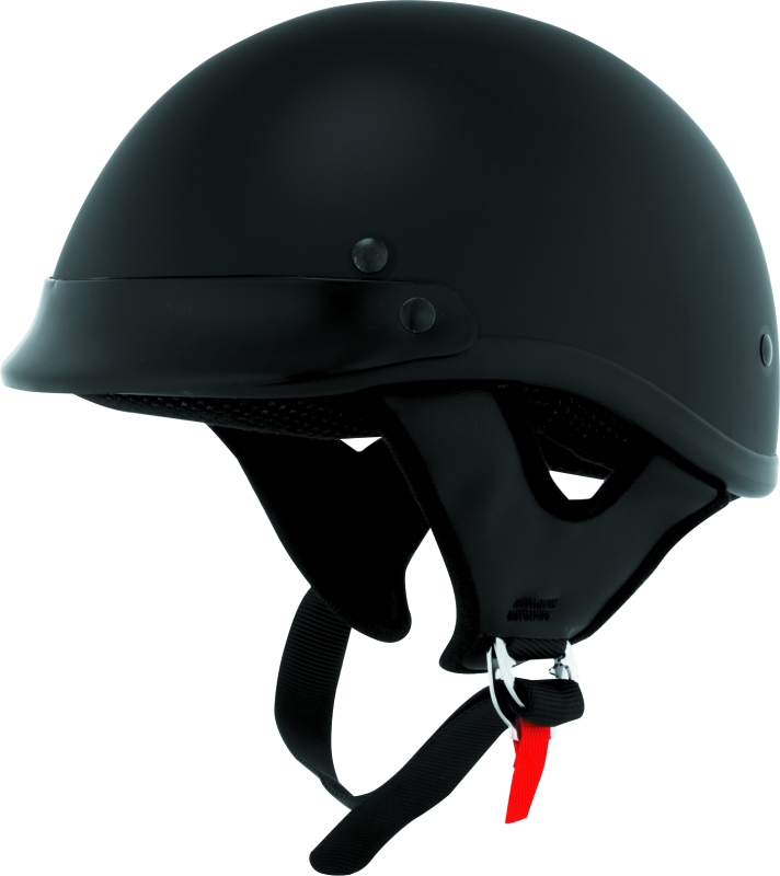 Skid Lids Traditional Helmet Flat Black - Large - Bull Strap