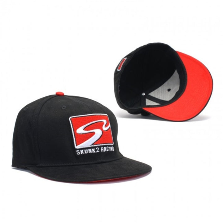Skunk2 Team Baseball Cap Racetrack Logo (Black) - L/XL - Bull Strap