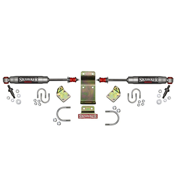 Skyjacker 2018 Jeep Wrangler JL - Silver Dual Steering Damper Kit - Bull Strap