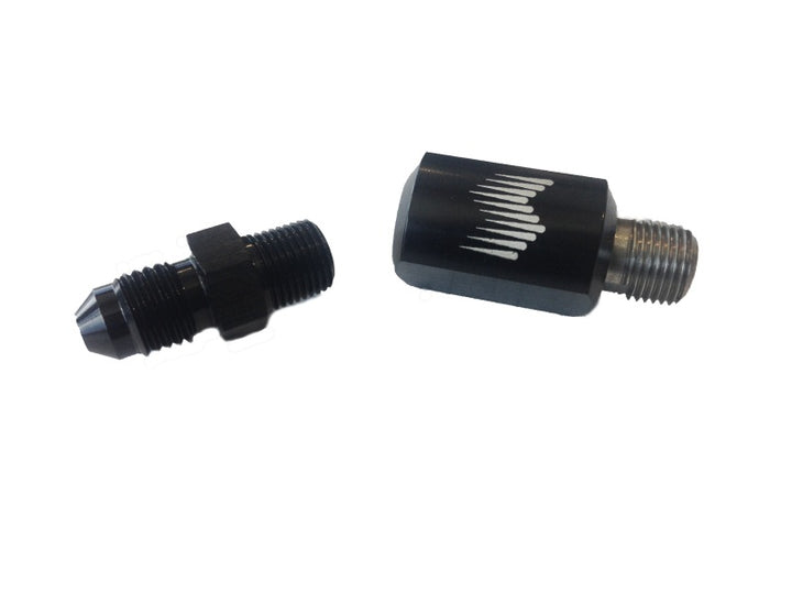 Snow Performance 1/8in. NPT Female to 4AN Male Low Profile Water Nozzle Holder 4AN Elbow - Bull Strap