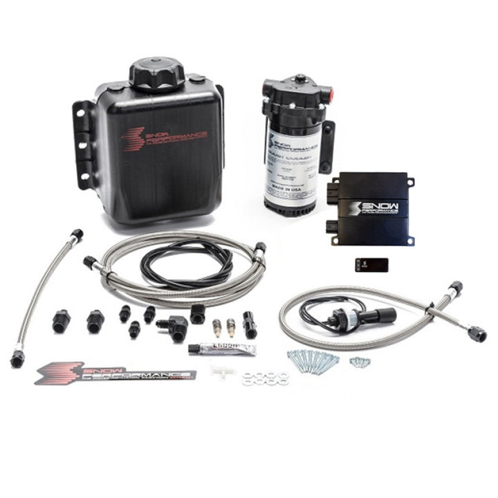 Snow Performance Stg 2 Boost Cooler Prog. Engine Mount Water Injection Kit (SS Braid Line & 4AN) - Bull Strap