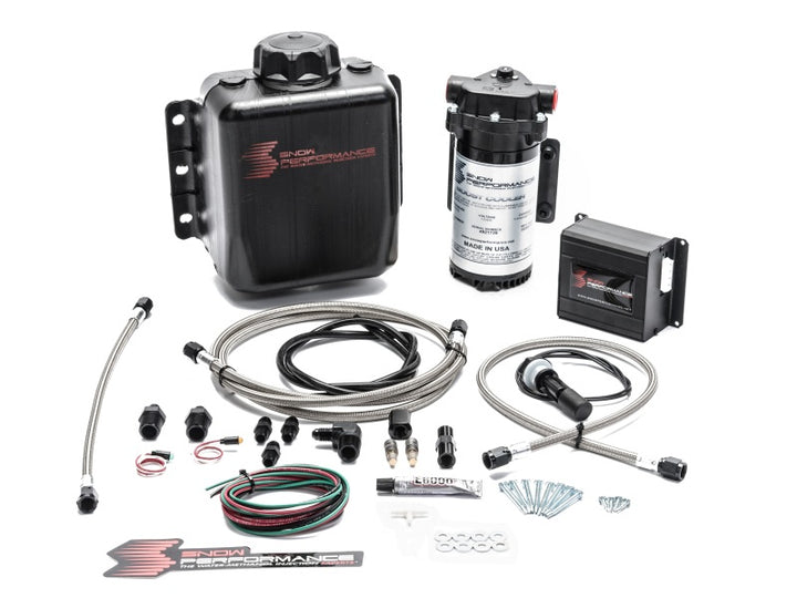 Snow Performance Stg 2 Boost Cooler Prog. Engine Mount Water Injection Kit (SS Braid Line & 4AN) - Bull Strap