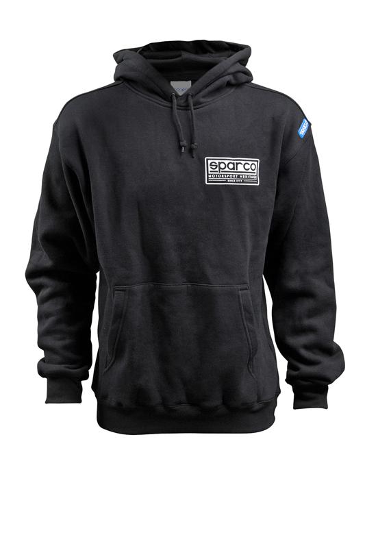 Sparco Sweatshirt Hooded Heritage Blk Lr - Bull Strap