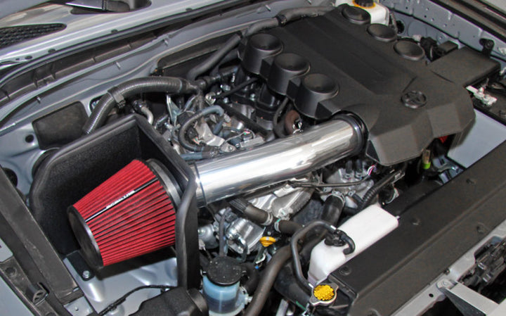 Spectre 10-18 Toyota FJ 10-15 4Runner V6-4.0L F/I Air Intake Kit - Polished w/Red Filter - Bull Strap