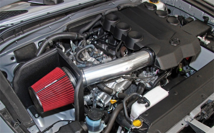 Spectre 10-18 Toyota FJ 10-15 4Runner V6-4.0L F/I Air Intake Kit - Polished w/Red Filter - Bull Strap