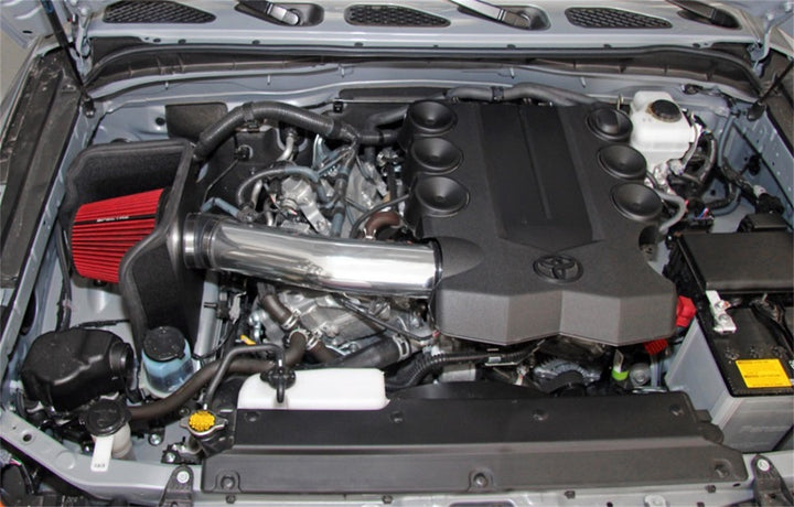 Spectre 10-18 Toyota FJ 10-15 4Runner V6-4.0L F/I Air Intake Kit - Polished w/Red Filter - Bull Strap