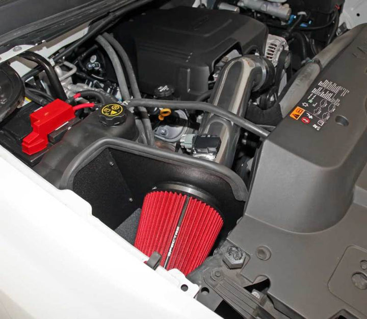 Spectre 11-13 GM 2500HD/3500HD V8-6.0L F/I Air Intake Kit - Polished w/Red Filter - Bull Strap