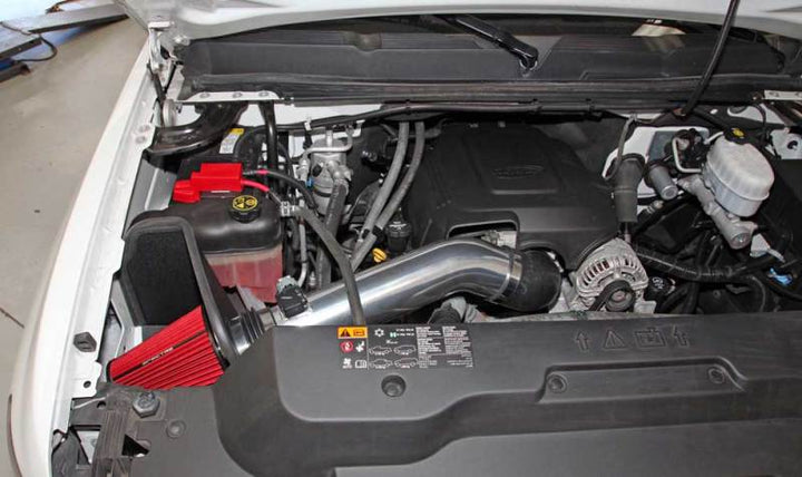 Spectre 11-13 GM 2500HD/3500HD V8-6.0L F/I Air Intake Kit - Polished w/Red Filter - Bull Strap