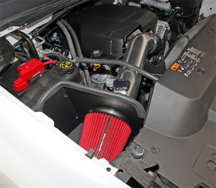 Spectre 11-13 GM 2500HD/3500HD V8-6.0L F/I Air Intake Kit - Polished w/Red Filter - Bull Strap