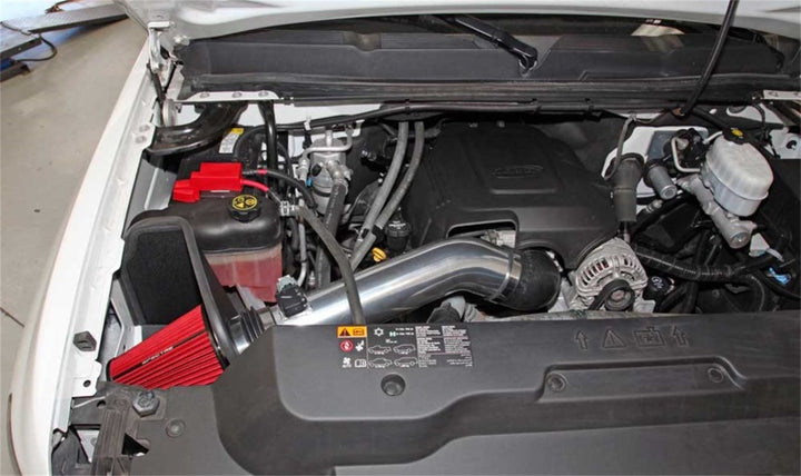 Spectre 11-13 GM 2500HD/3500HD V8-6.0L F/I Air Intake Kit - Polished w/Red Filter - Bull Strap