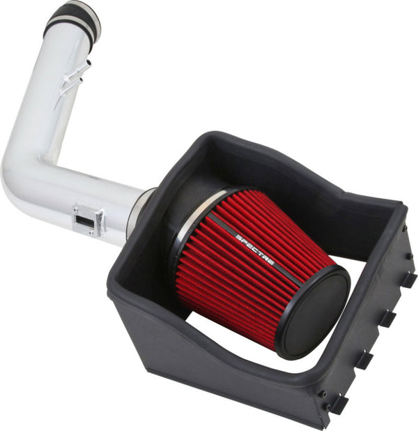 Spectre 11-14 Ford F250/350 V8-6.2L F/I Air Intake Kit - Polished w/Red Filter - Bull Strap