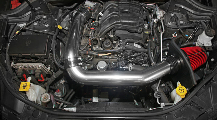 Spectre 11-15 Jeep Grand Cherokee V6-3.6L F/I Air Intake Kit - Polished w/Red Filter - Bull Strap