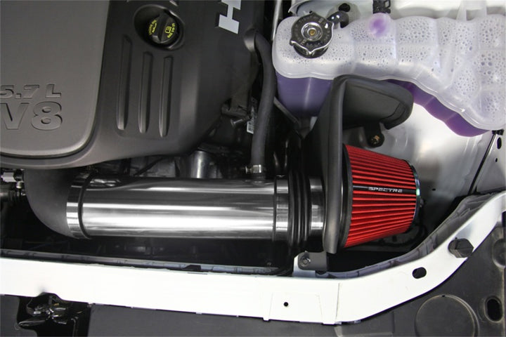 Spectre 11-17 Dodge Challenger/Charger 5.7L V8 Air Intake Kit - Polished w/Red Filter - Bull Strap