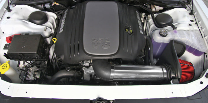Spectre 11-17 Dodge Challenger/Charger 5.7L V8 Air Intake Kit - Polished w/Red Filter - Bull Strap