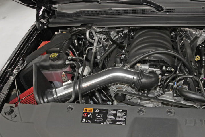 Spectre 14-15 GM Silverado/Sierra V8-5.3L F/I Air Intake Kit - Polished w/Red Filter - Bull Strap