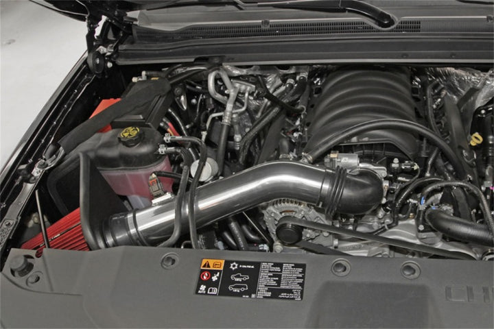 Spectre 14-15 GM Silverado/Sierra V8-5.3L F/I Air Intake Kit - Polished w/Red Filter - Bull Strap