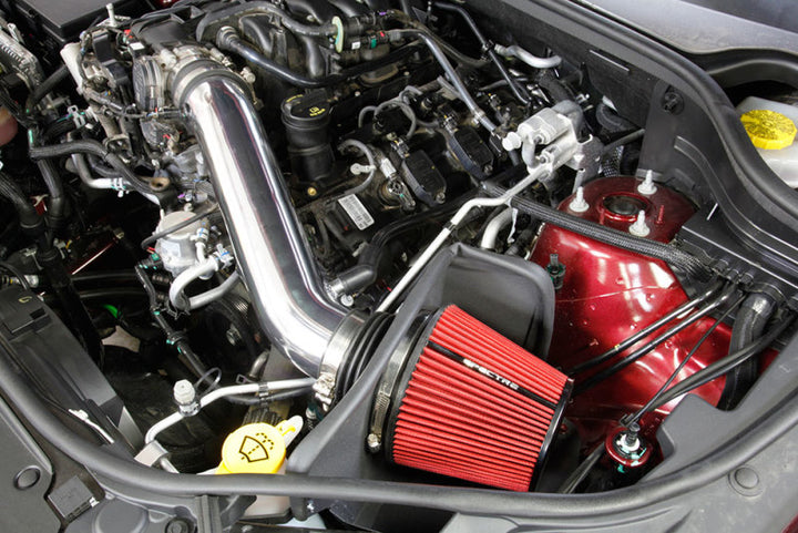 Spectre 16-18 Jeep Grand Cherokee V6-3.6L F/I Air Intake Kit - Polished w/Red Filter - Bull Strap