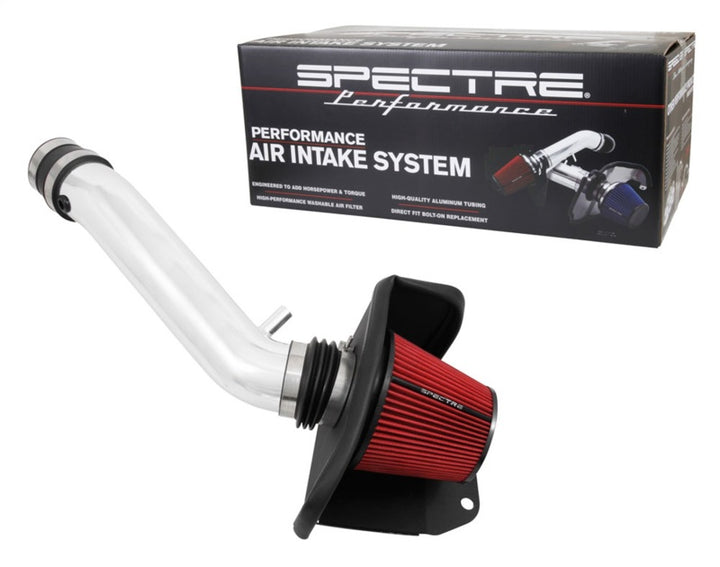 Spectre 16-18 Jeep Grand Cherokee V6-3.6L F/I Air Intake Kit - Polished w/Red Filter - Bull Strap