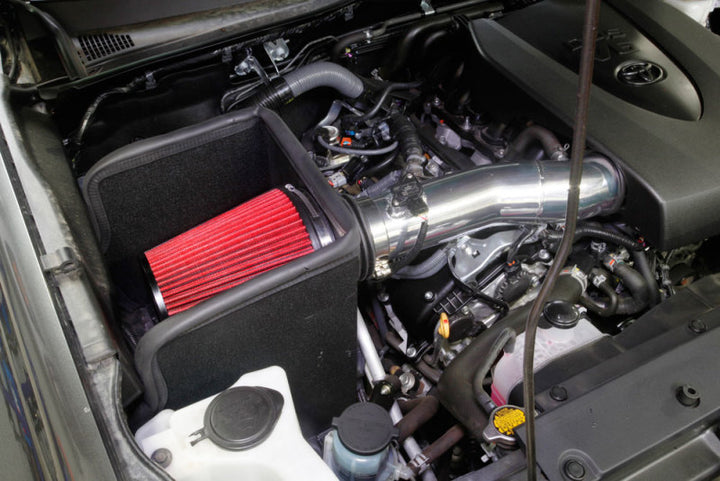 Spectre 16-18 Toyota Tacoma V6-3.5L F/I Air Intake Kit - Polished w/Red Filter - Bull Strap
