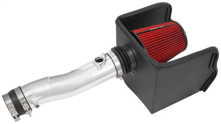 Spectre 16-18 Toyota Tacoma V6-3.5L F/I Air Intake Kit - Polished w/Red Filter - Bull Strap