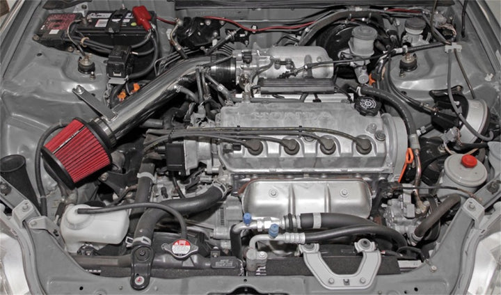 Spectre 92-00 Honda Civic L4-1.6L F/I Air Intake Kit - Polished w/Red Filter - Bull Strap