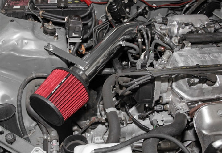Spectre 92-00 Honda Civic L4-1.6L F/I Air Intake Kit - Polished w/Red Filter - Bull Strap