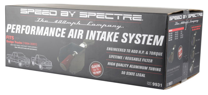 Spectre 94-01 Dodge RAM 1500/2500 V8-5.2/5.9L F/I Air Intake Kit - Polished w/Red Filter - Bull Strap