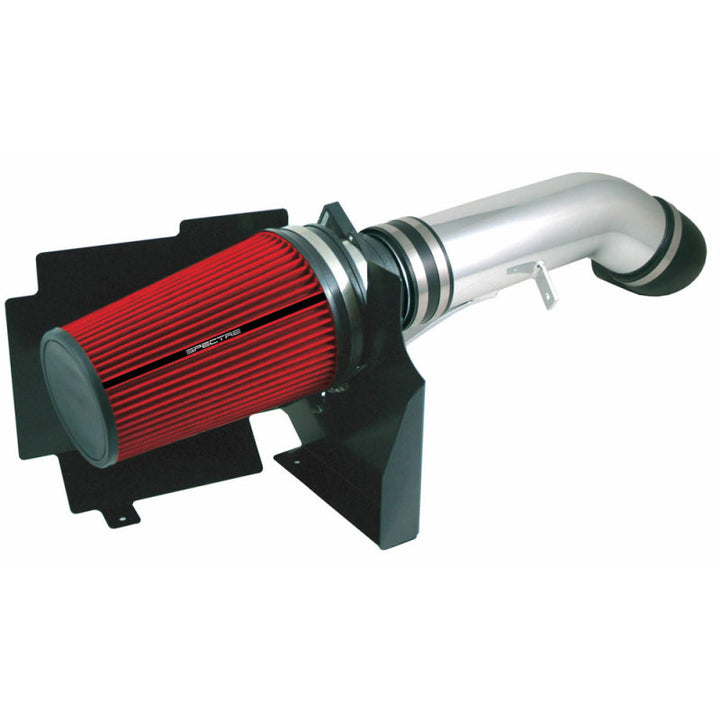 Spectre 99-07 GM Truck V8-4.8/5.3/6.0L F/I Air Intake Kit - Clear Anodized w/Red Filter - Bull Strap